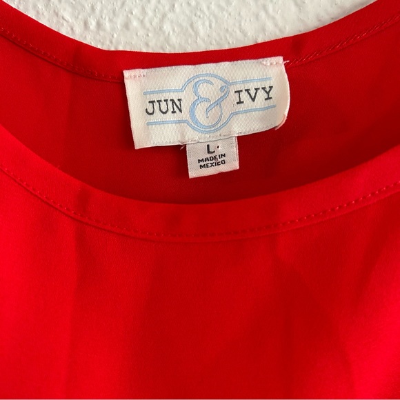 Jun & Ivy Babydoll Red Pullover Top Sz L Swingy Roomy Flutter Valentine Peplum - Picture 3 of 9